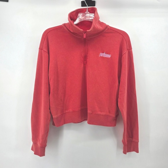Prince Tops - Prince Pickleball Orange Quarter Zip Pullover Sweatshirt Cropped Top‎ Women's XL